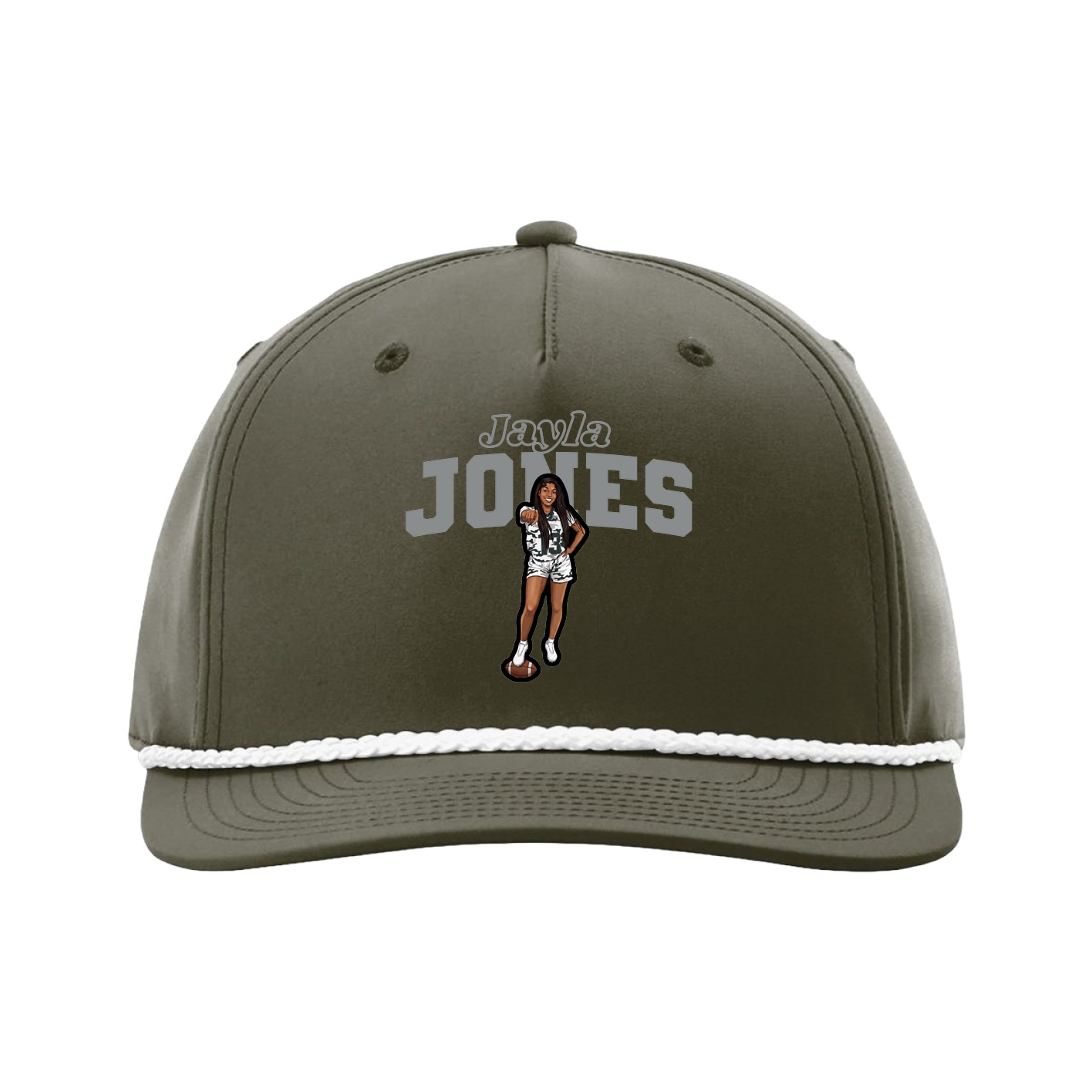 Five-Panel Classic Rope Cap — Name Arch in Green