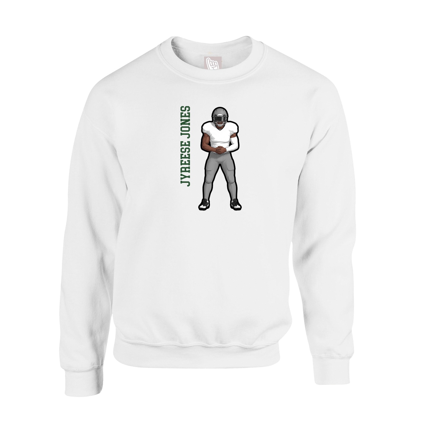 Fleece Crew — Name Vertical in White