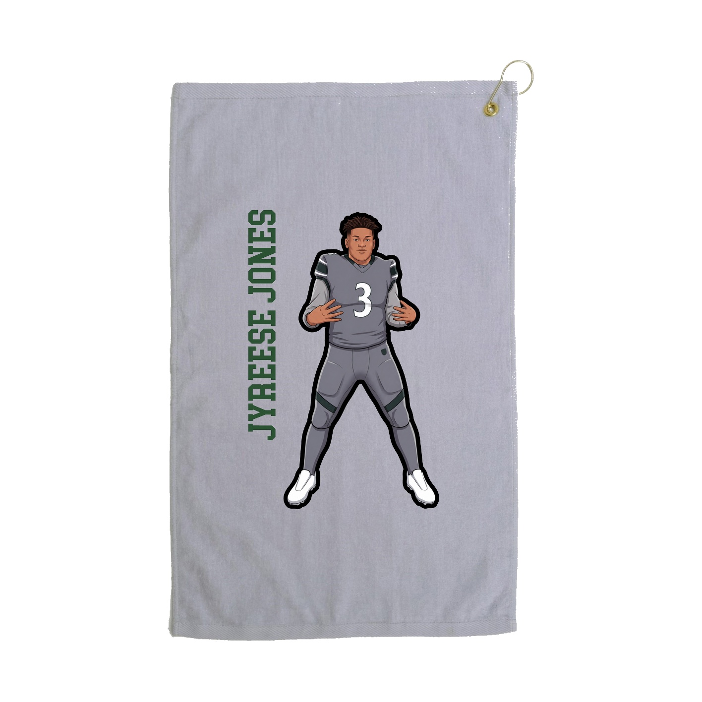 Golf Towel — Name Vertical in Grey