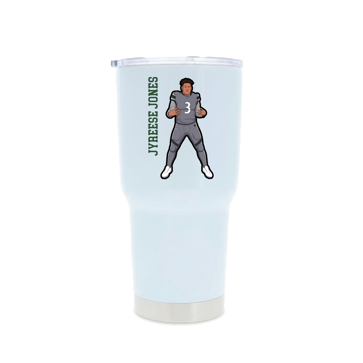30oz Stainless Steel Tumbler — Name Vertical in White