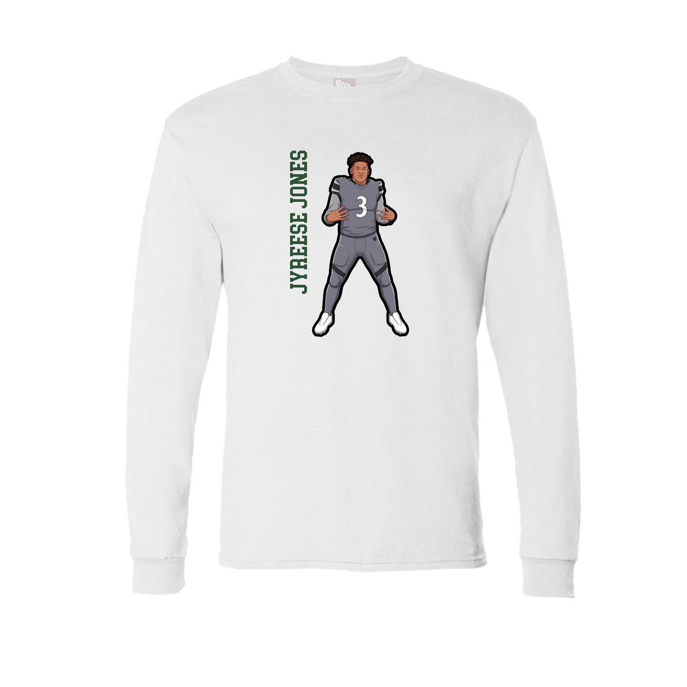 Long Sleeve Tee — Name Vertical in White