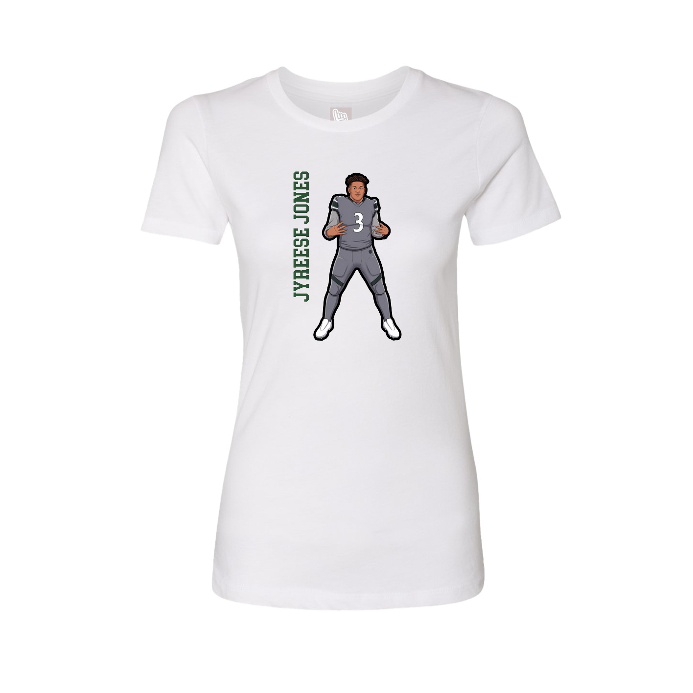 Fitted Women's Tee — Name Vertical in White
