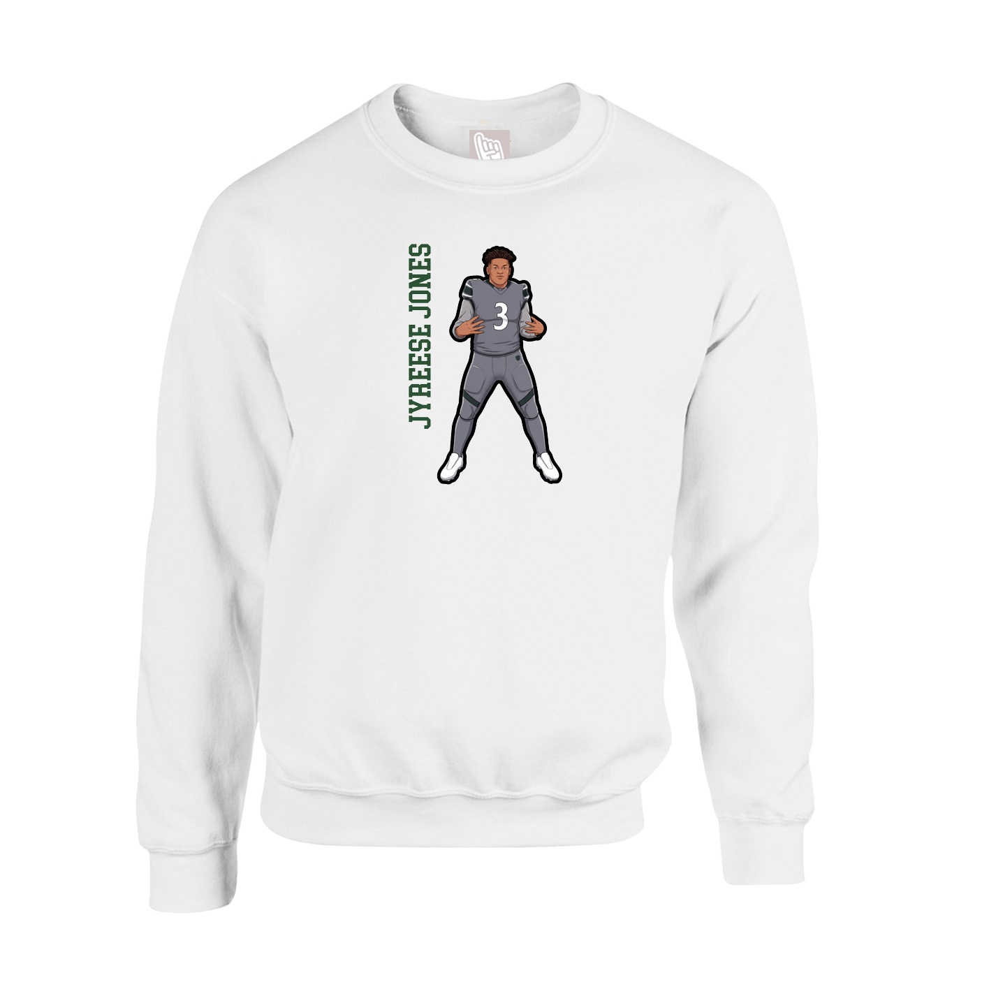 Fleece Crew — Name Vertical in White