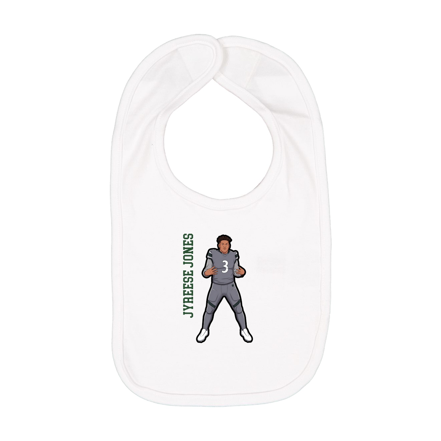 Infant Bib — Name Vertical in White