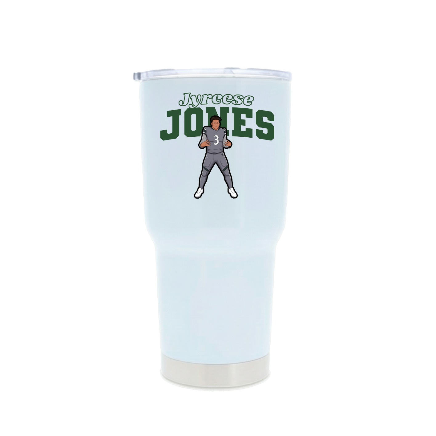 30oz Stainless Steel Tumbler — Name Arch in White