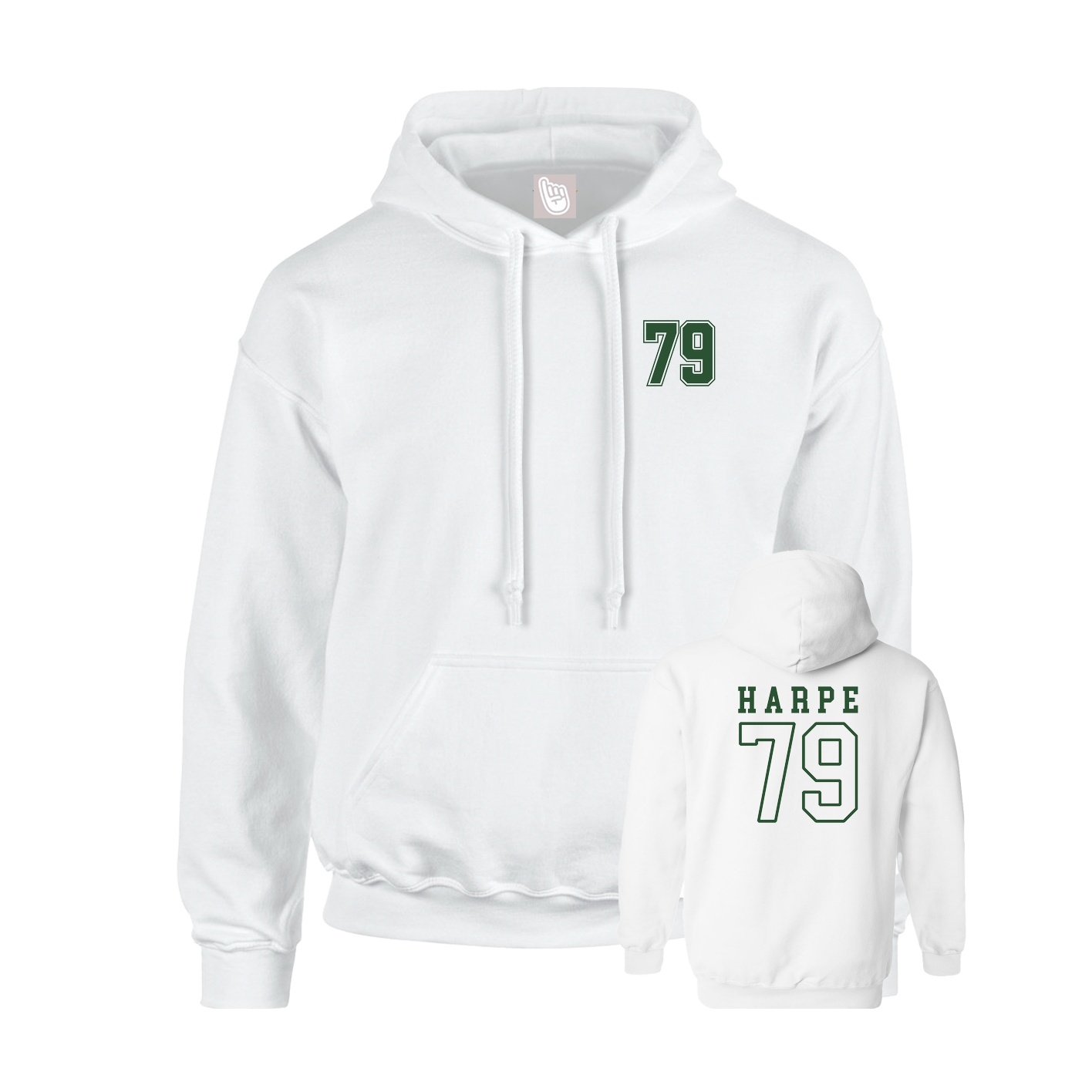 Youth Hoodie — Chest Back in White