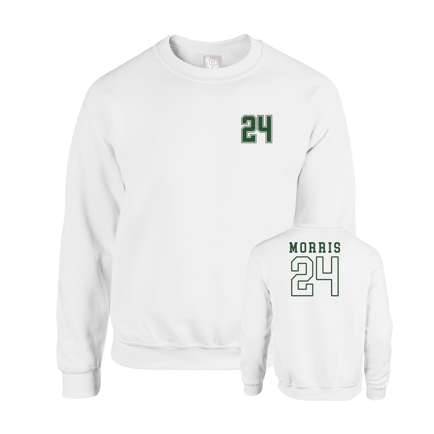 Fleece Crew — Chest Back in White