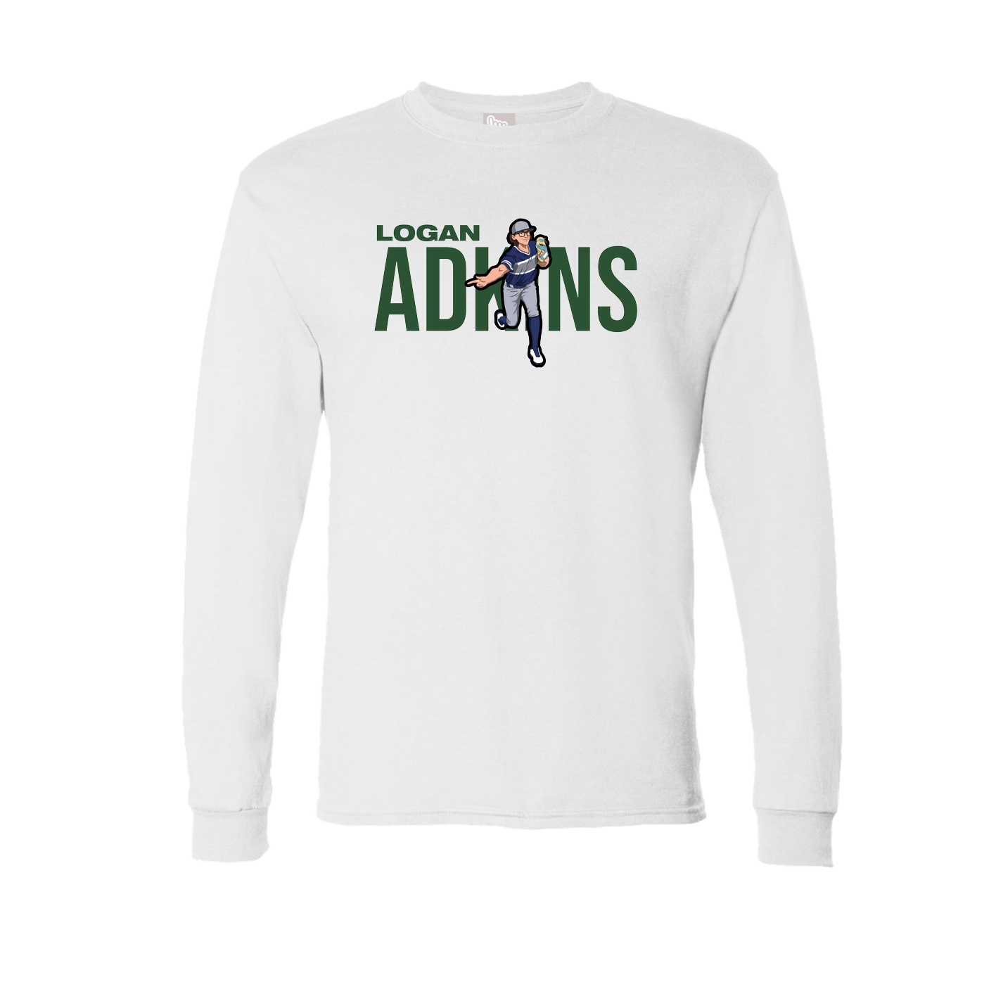 Long Sleeve Tee — Player Name in White