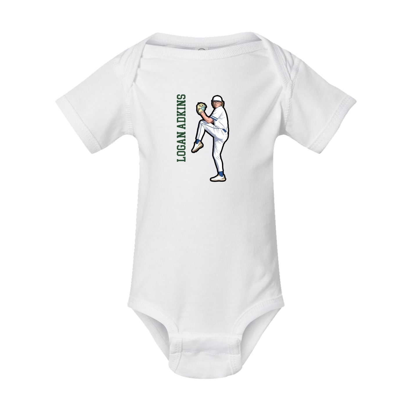 Baby Onesie — Name Vertical in White