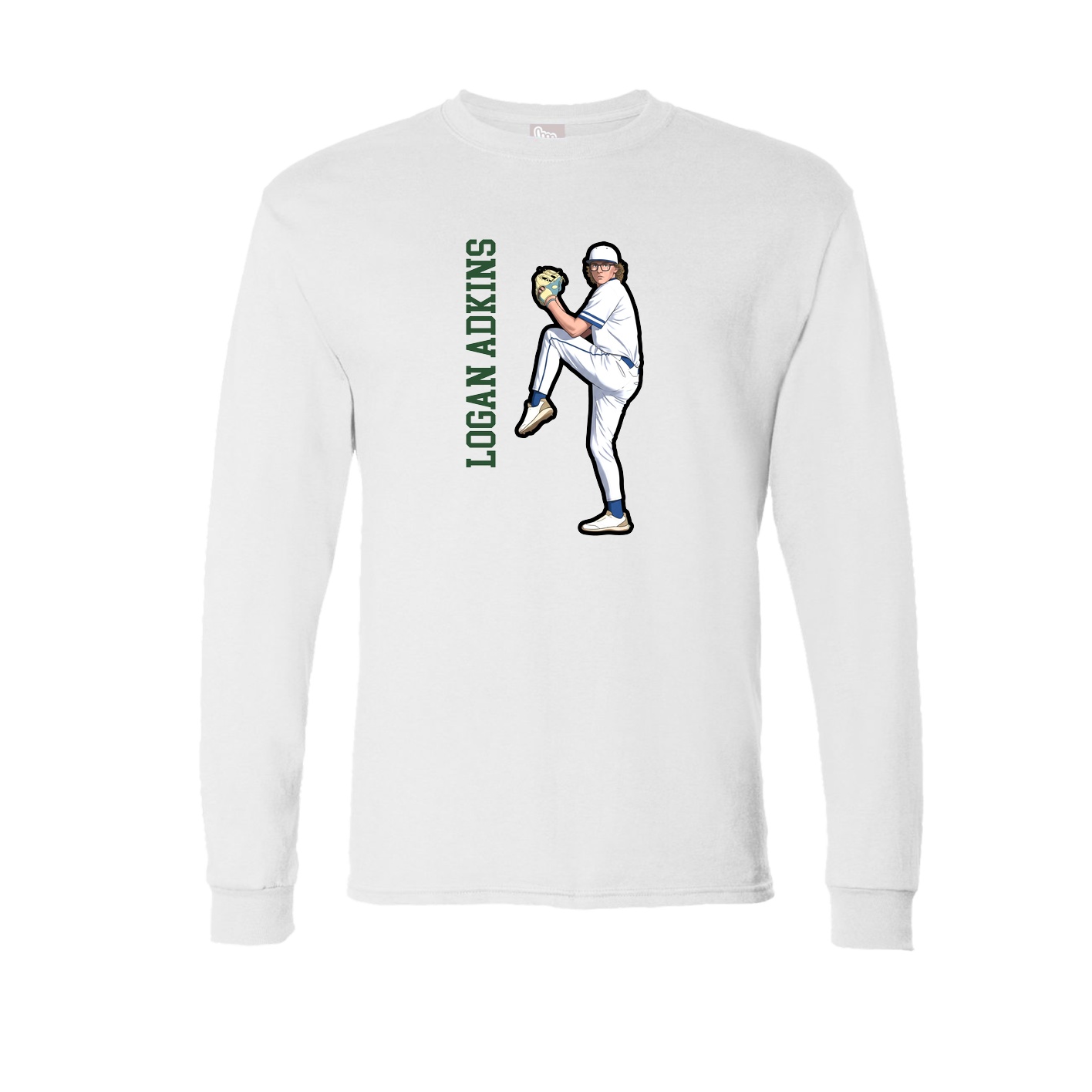 Long Sleeve Tee — Name Vertical in White