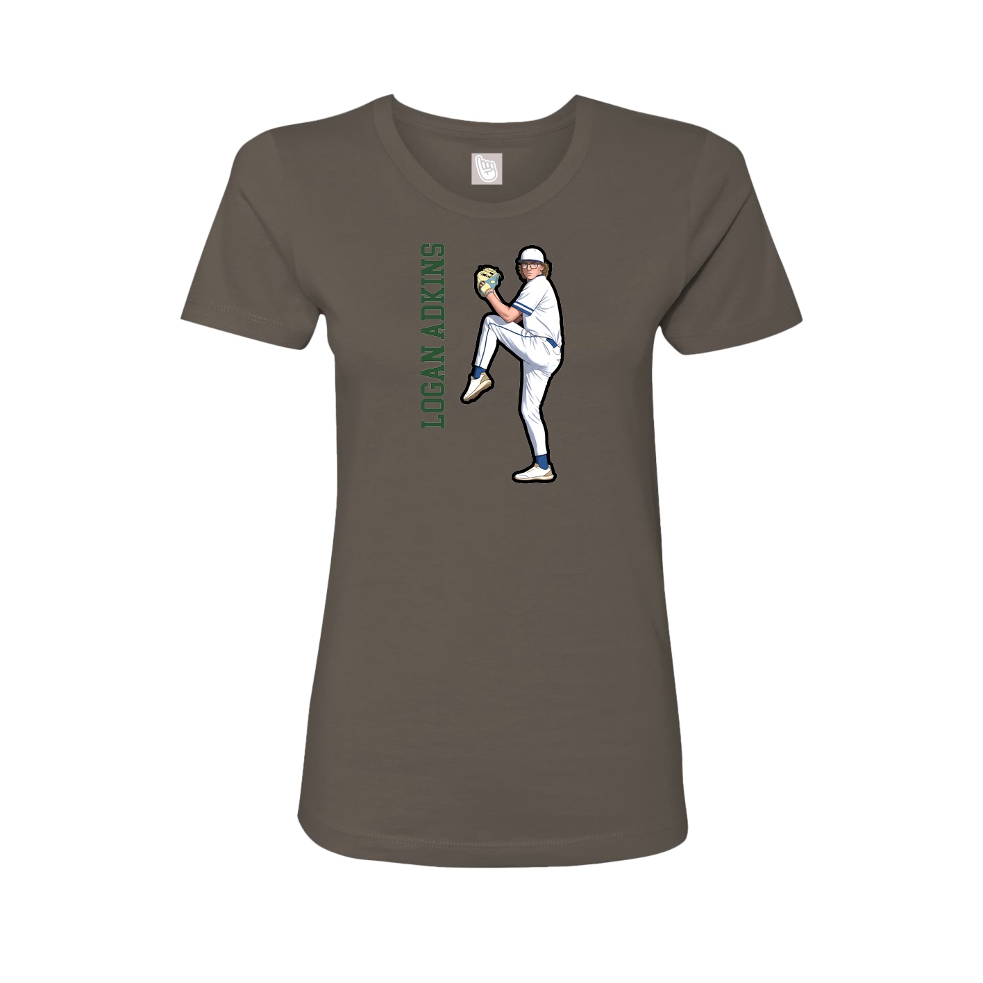 Fitted Women's Tee — Name Vertical in Grey
