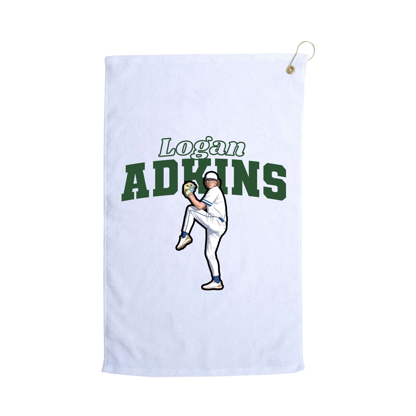 Golf Towel — Name Arch in White