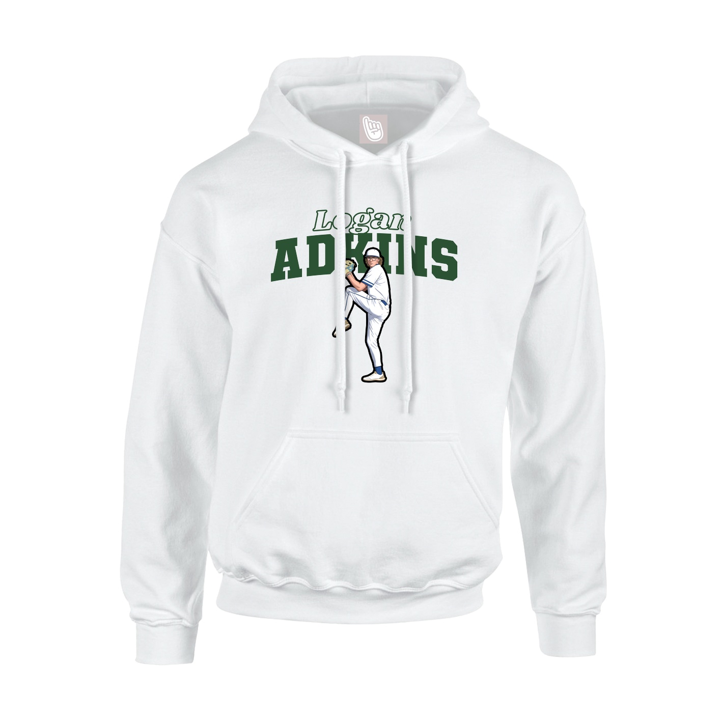 Youth Hoodie — Name Arch in White