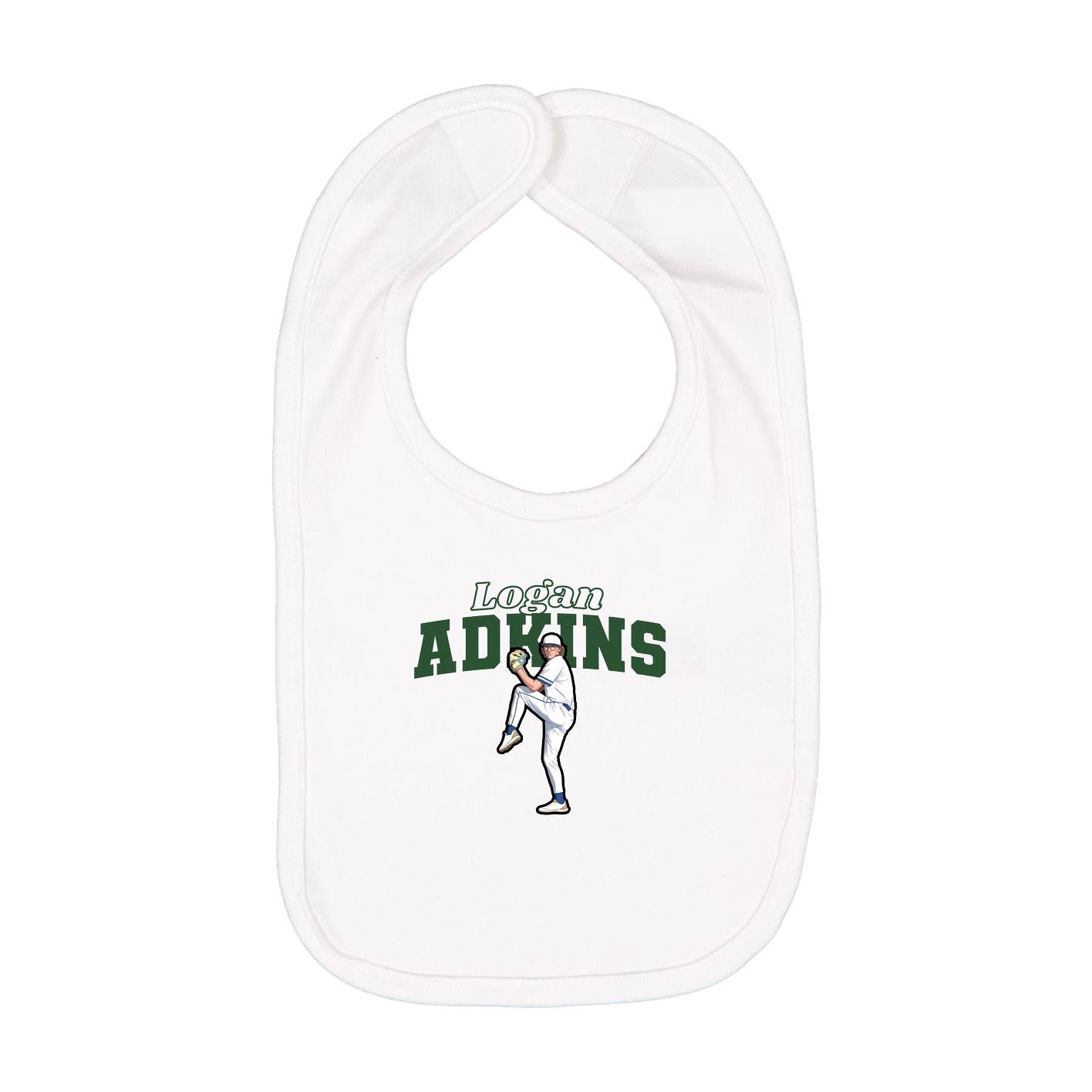 Infant Bib — Name Arch in White