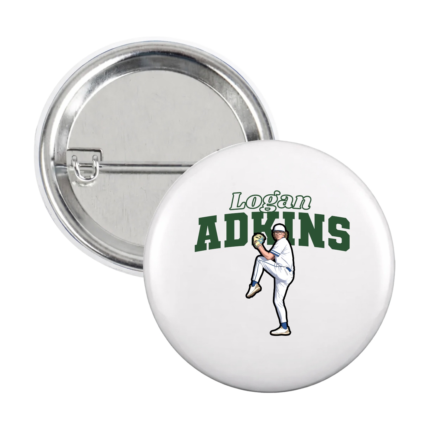 Game Day Button — Name Arch in White