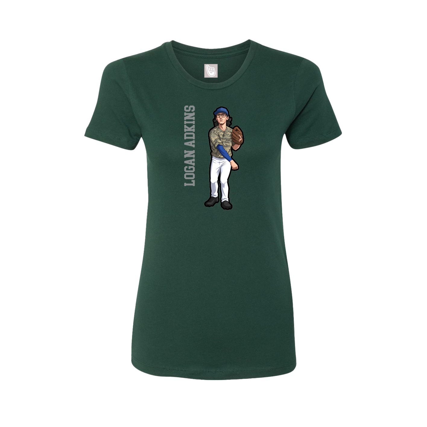 Fitted Women's Tee — Name Vertical in Green
