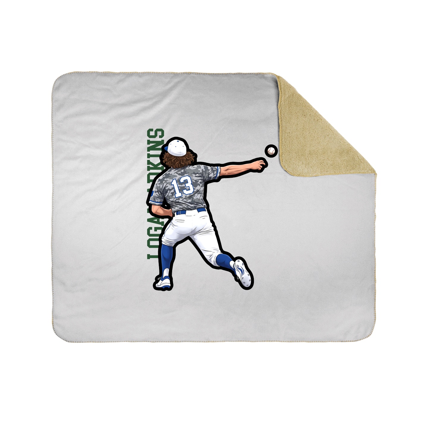 Throw Blanket — Name Vertical in White