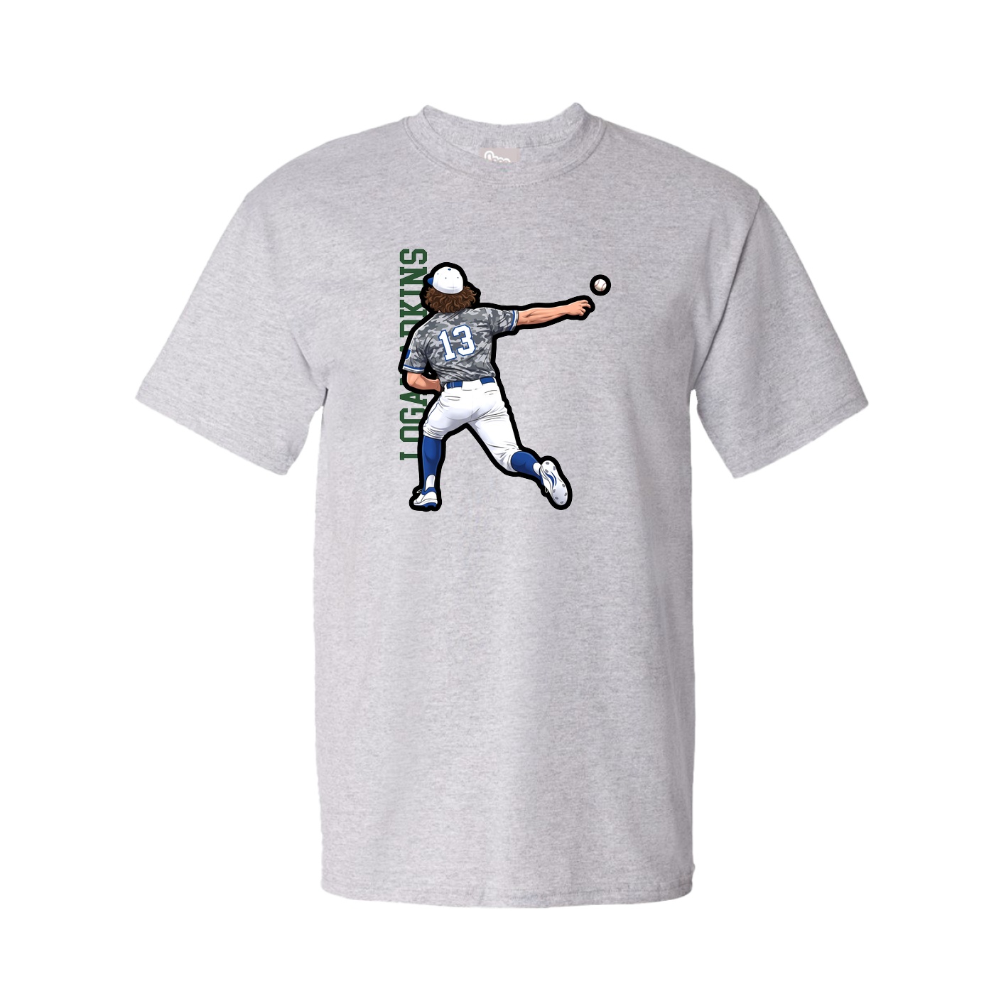 Youth Tee — Name Vertical in Grey