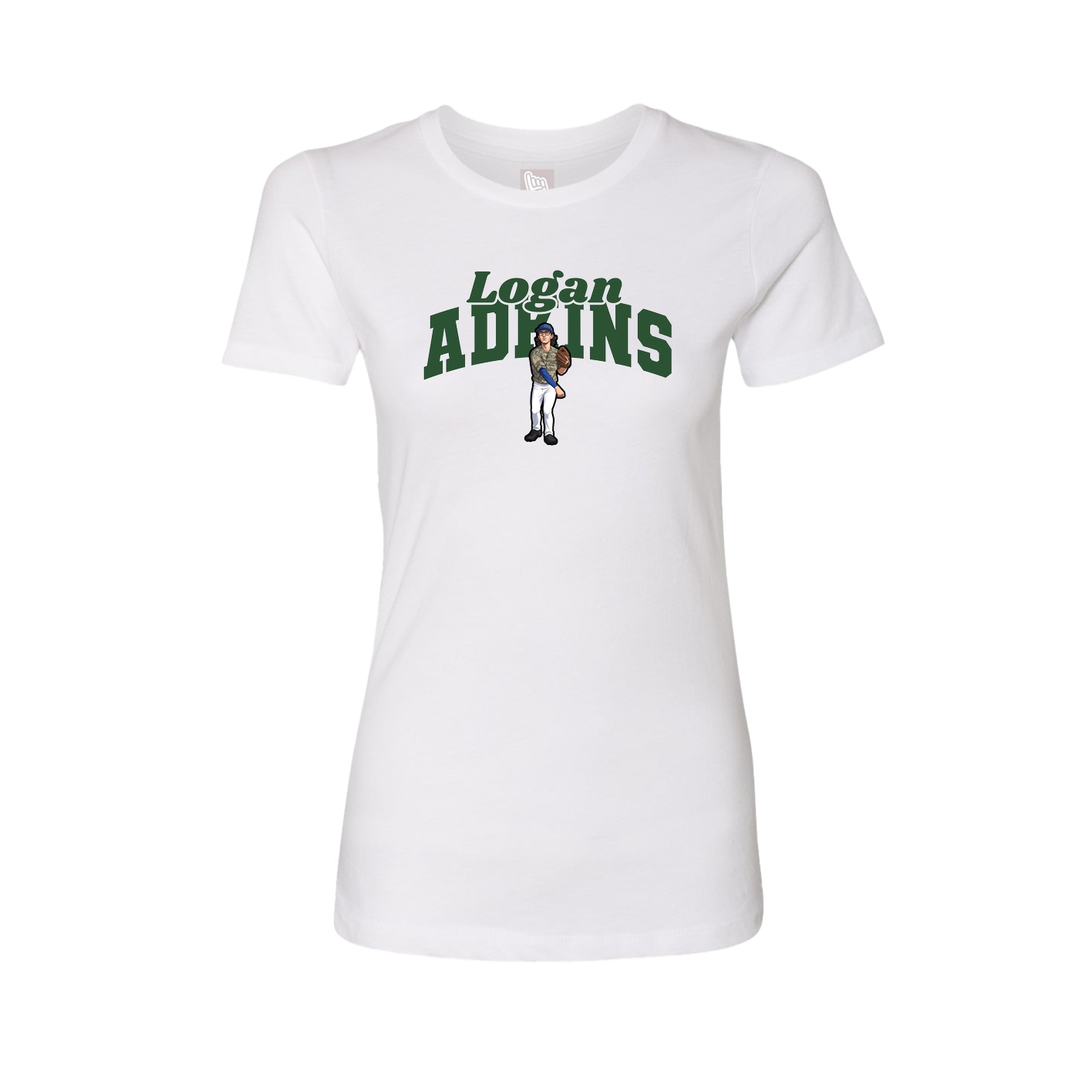 Fitted Women's Tee — Signature Arch in White