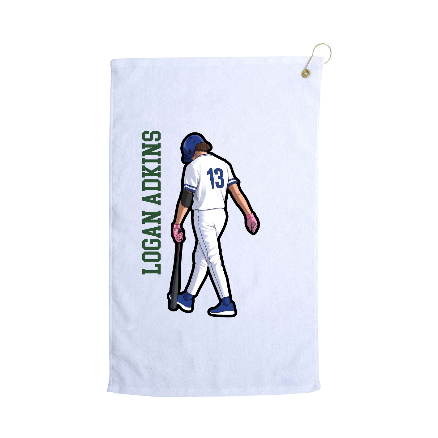 Golf Towel — Name Vertical in White