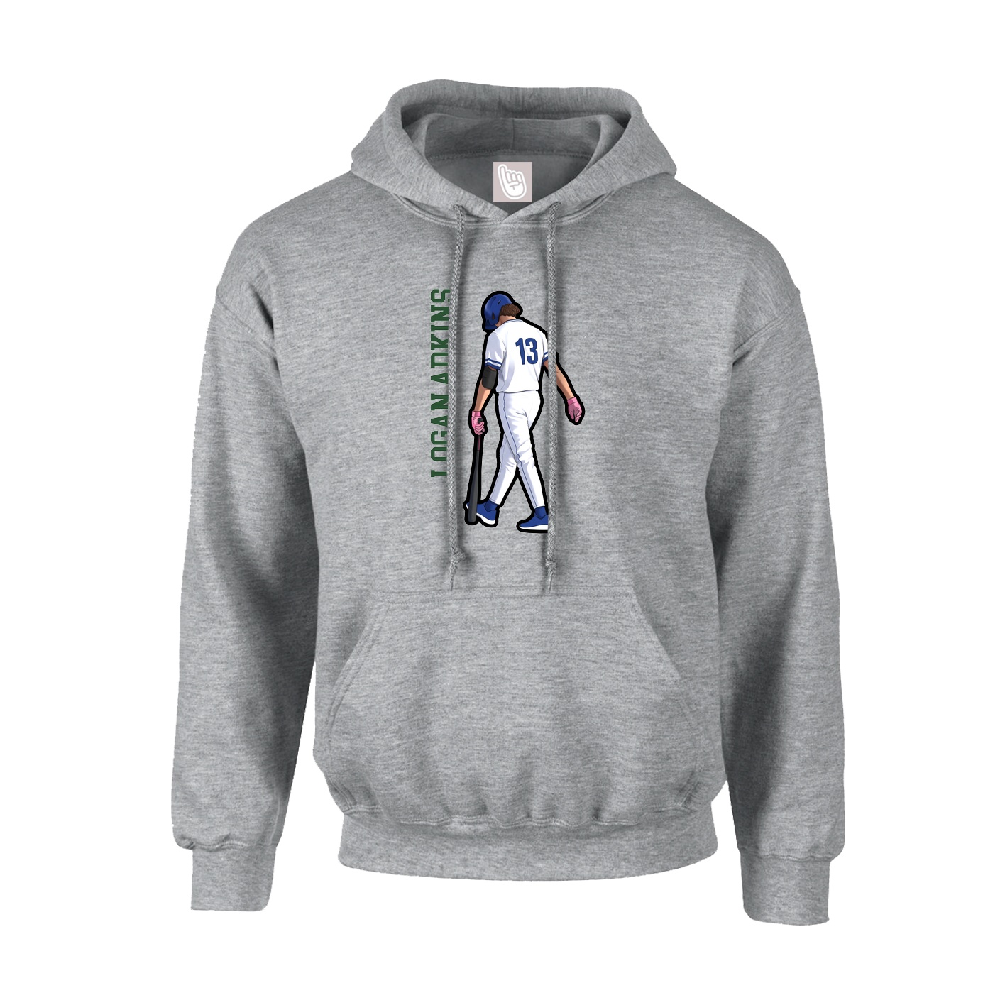 Hoodie — Name Vertical in Grey