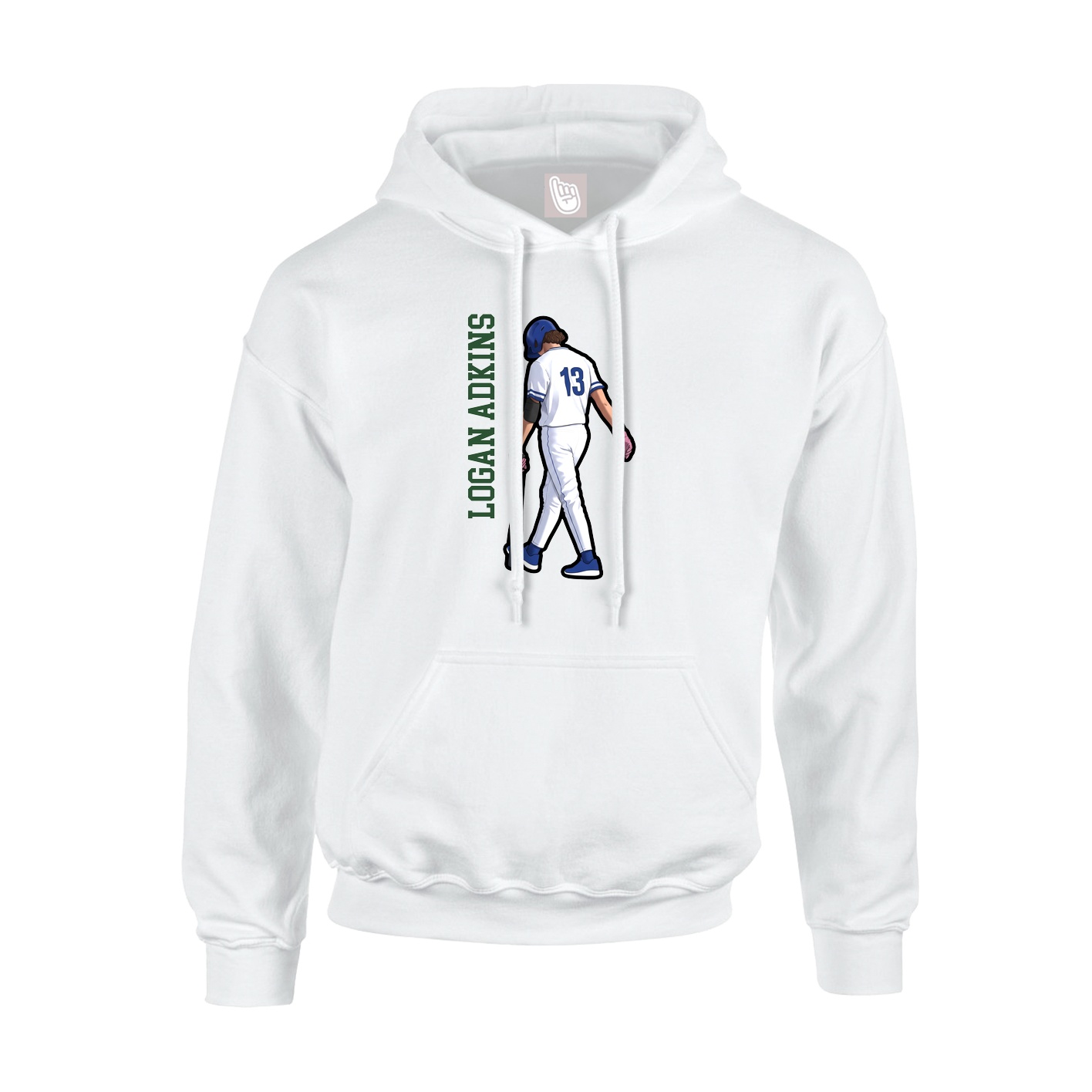 Youth Hoodie — Name Vertical in White