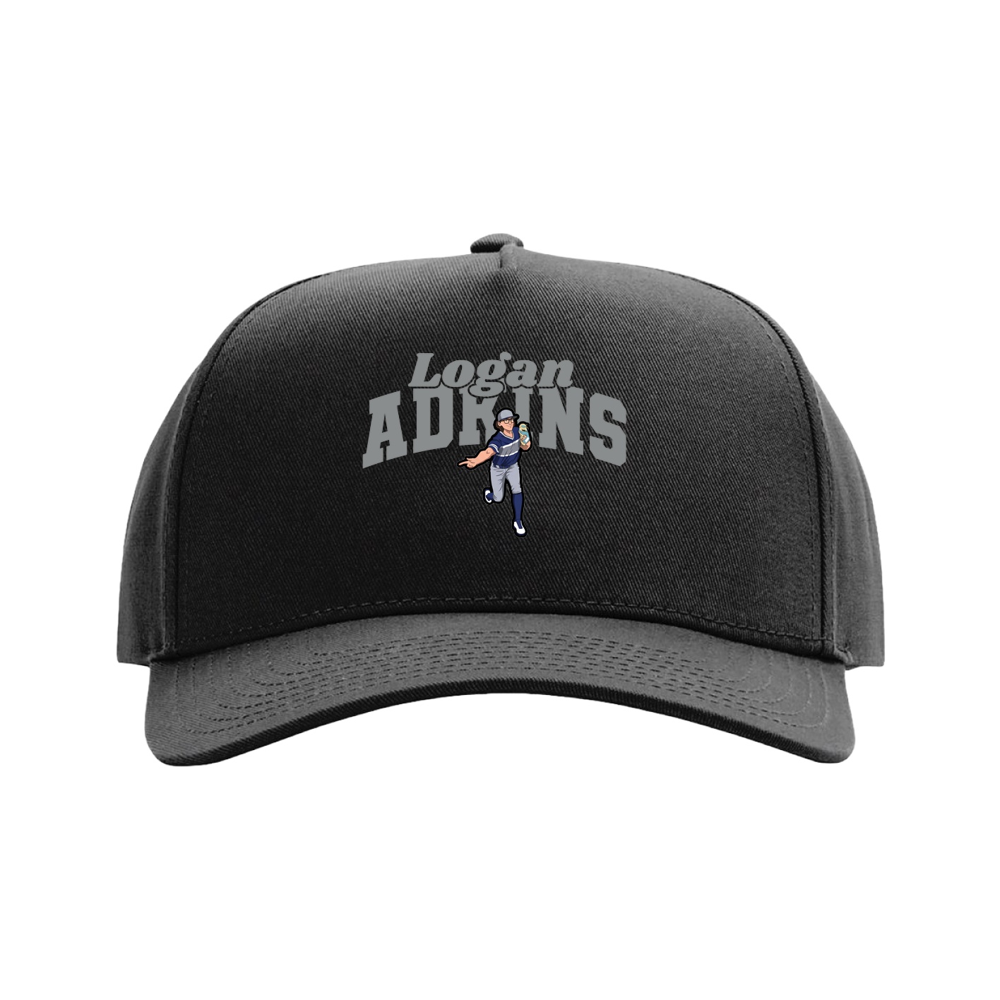 Full Fabric Five-Panel Champ Cap — Signature Arch in Black