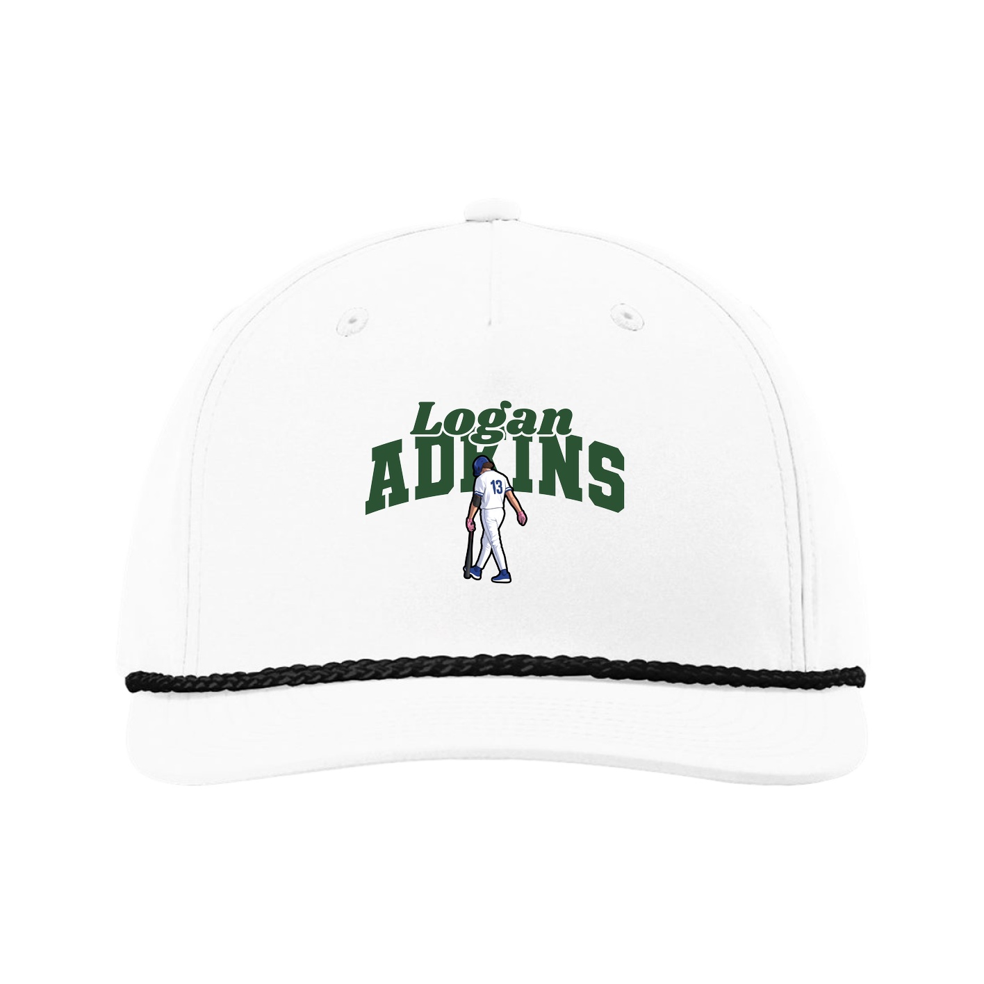 Five-Panel Classic Rope Cap — Signature Arch in White