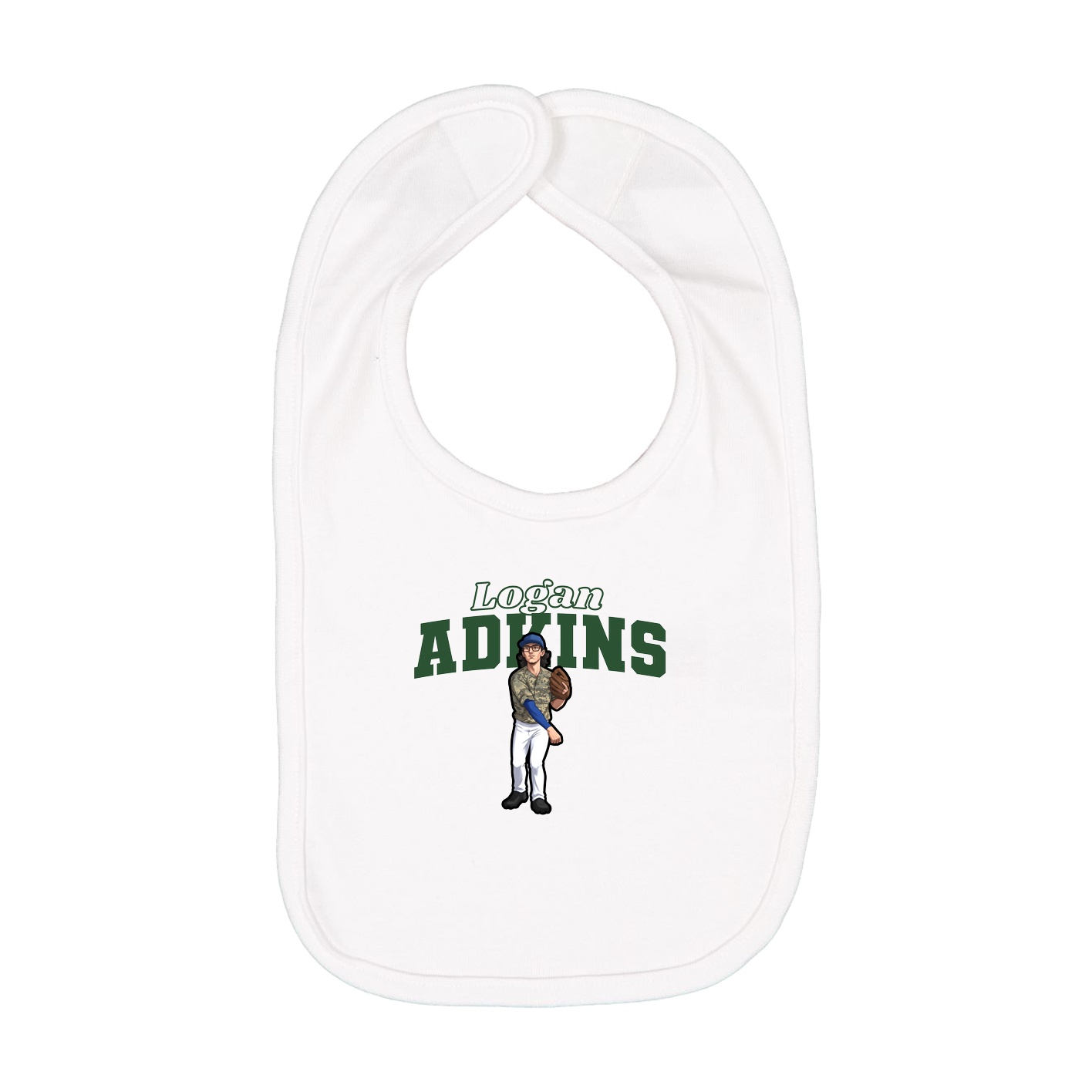Infant Bib — Name Arch in White