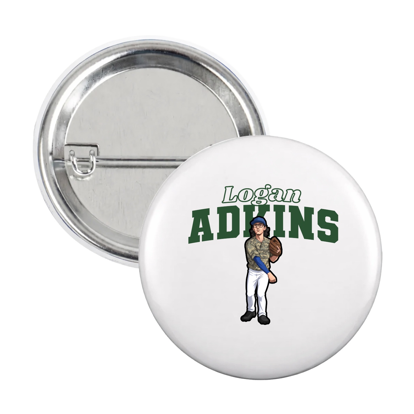 Game Day Button — Name Arch in White