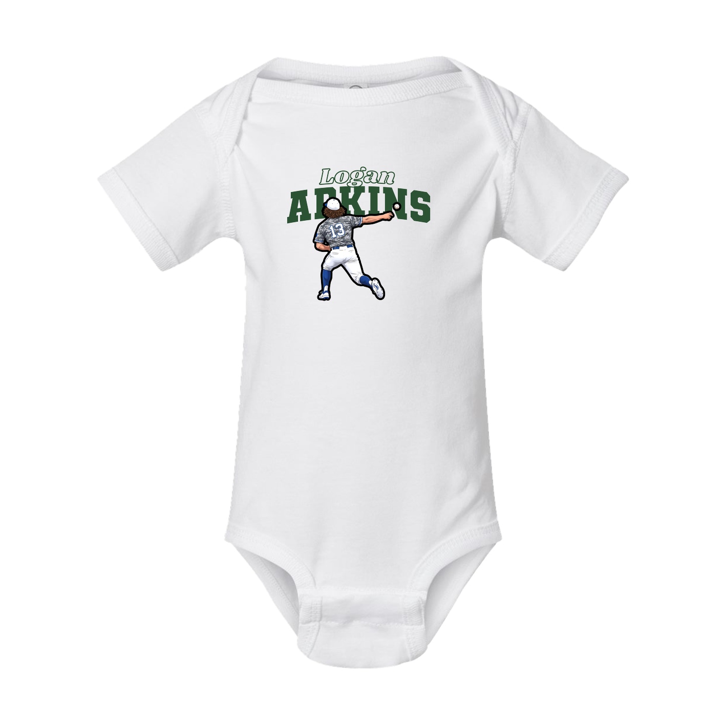 Baby Onesie — Name Arch in White