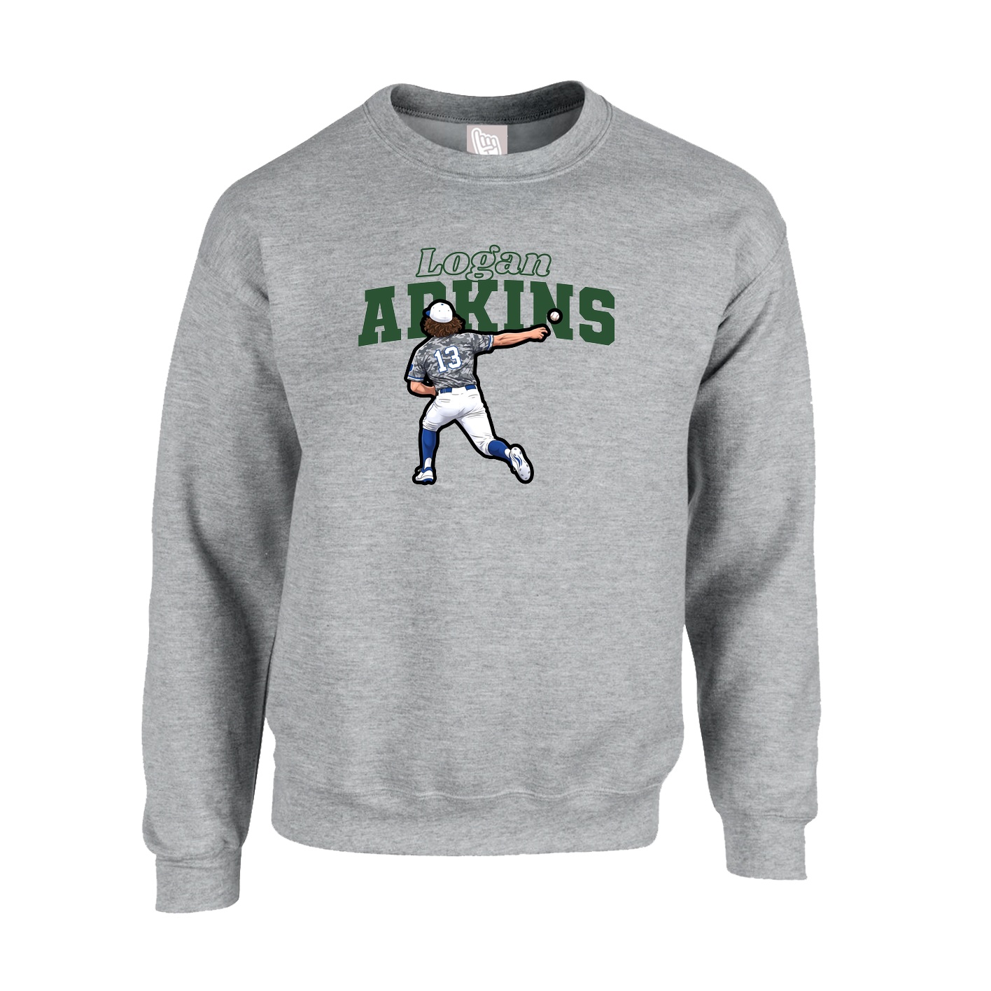 Fleece Crew — Name Arch in Grey