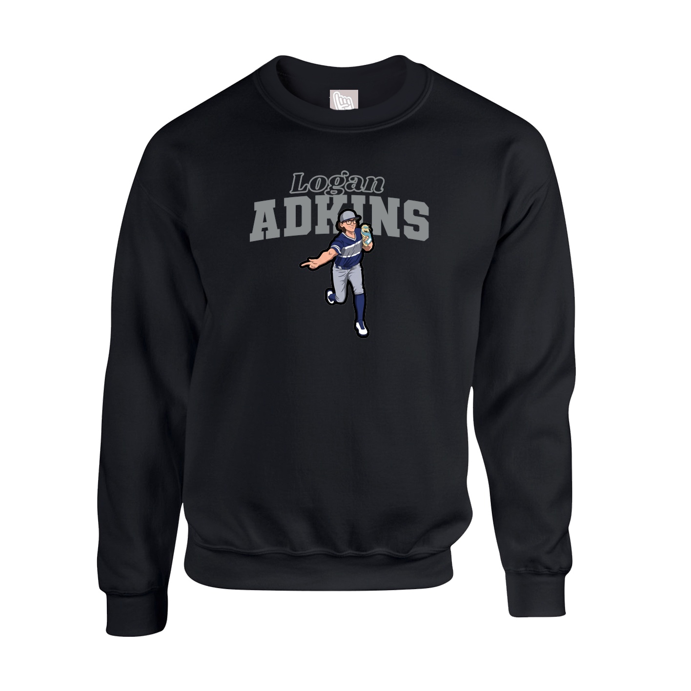 Fleece Crew — Name Arch in Black