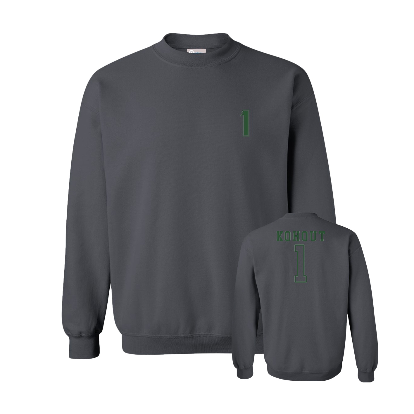 Fleece Crew — Chest Back in Grey