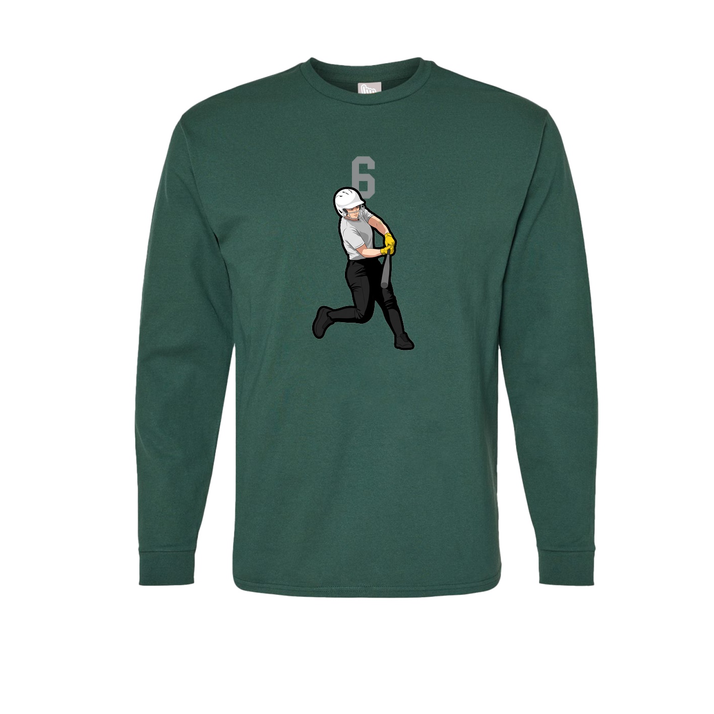 Long Sleeve Tee — Number Top in Green