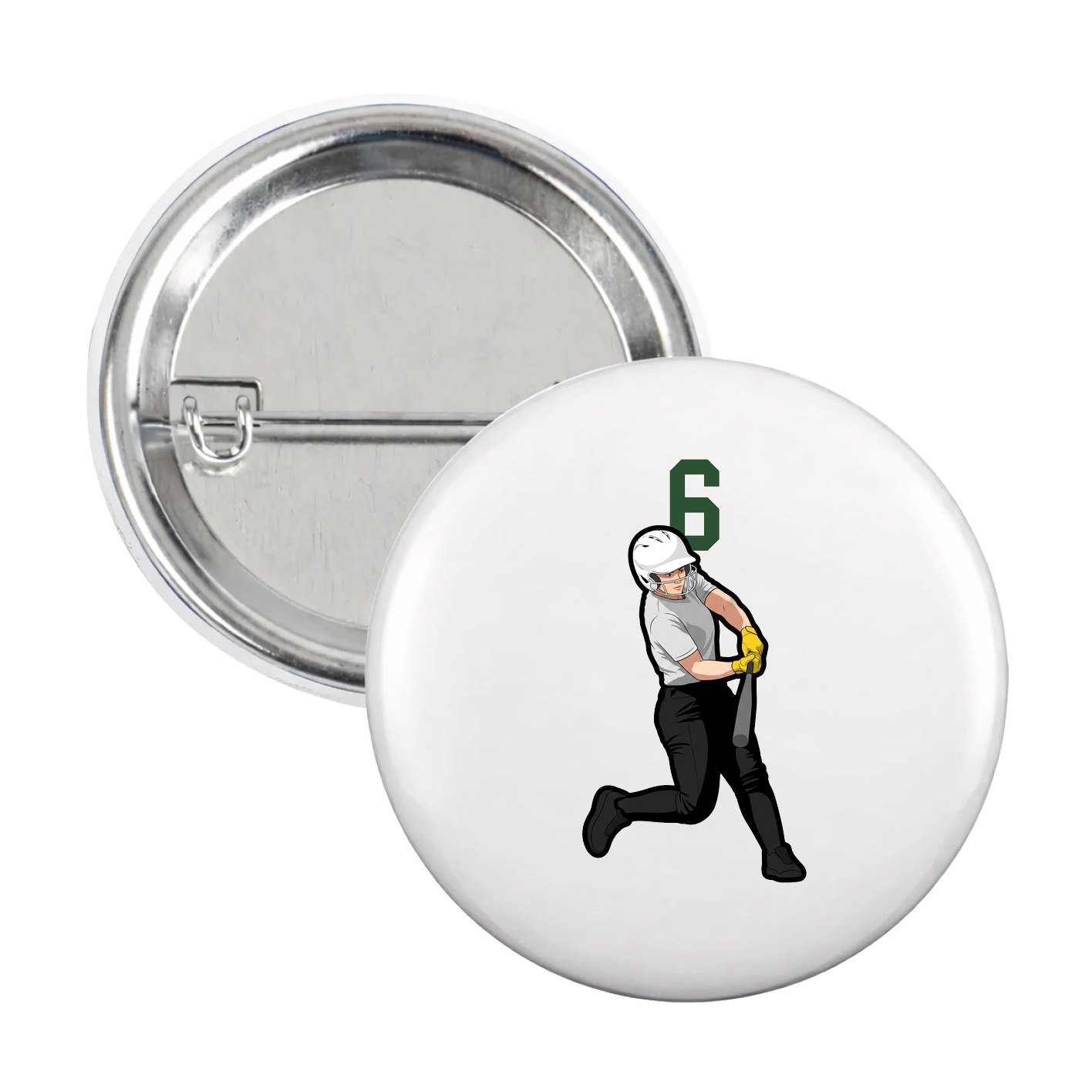 Game Day Button — Number Top in White