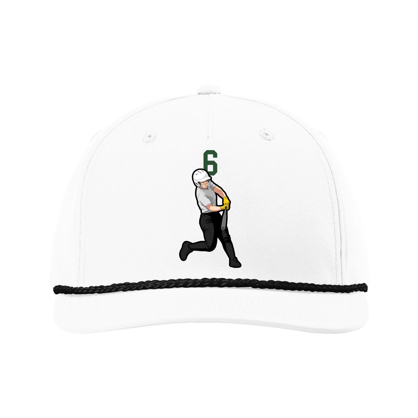 Five-Panel Classic Rope Cap — Number Top in White