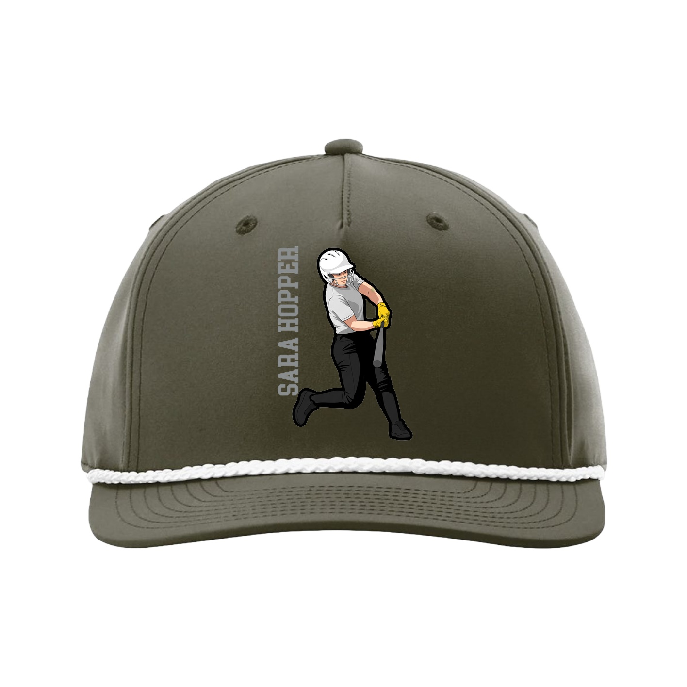 Five-Panel Classic Rope Cap — Name Vertical in Green