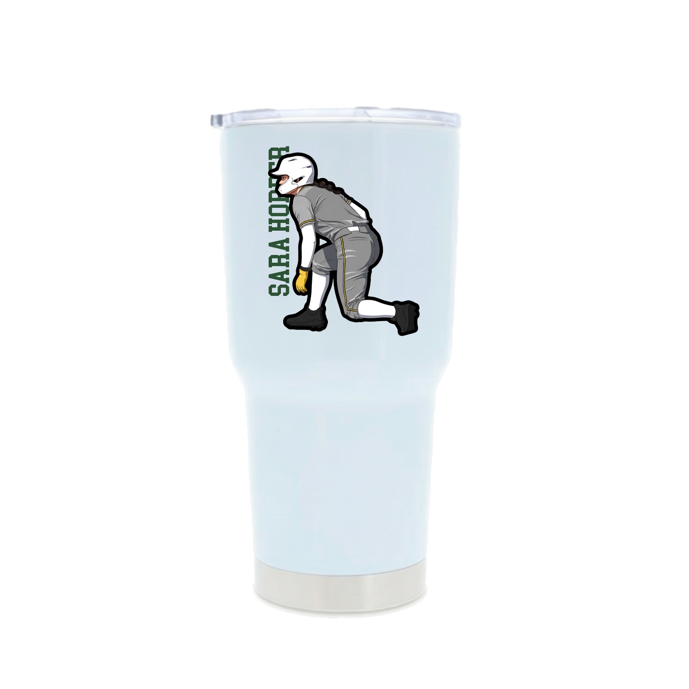 30oz Stainless Steel Tumbler — Name Vertical in White
