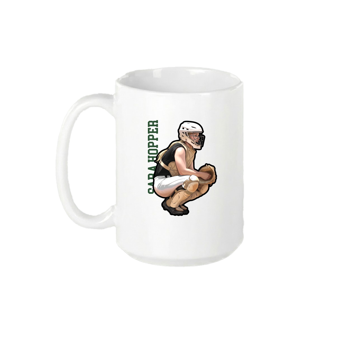 15oz Coffee Mug — Name Vertical in White