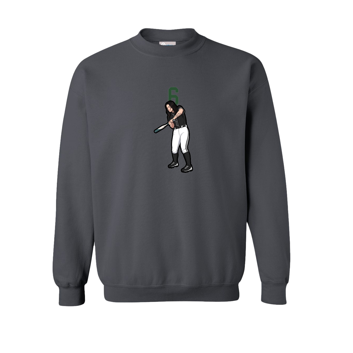 Fleece Crew — Number Top in Grey