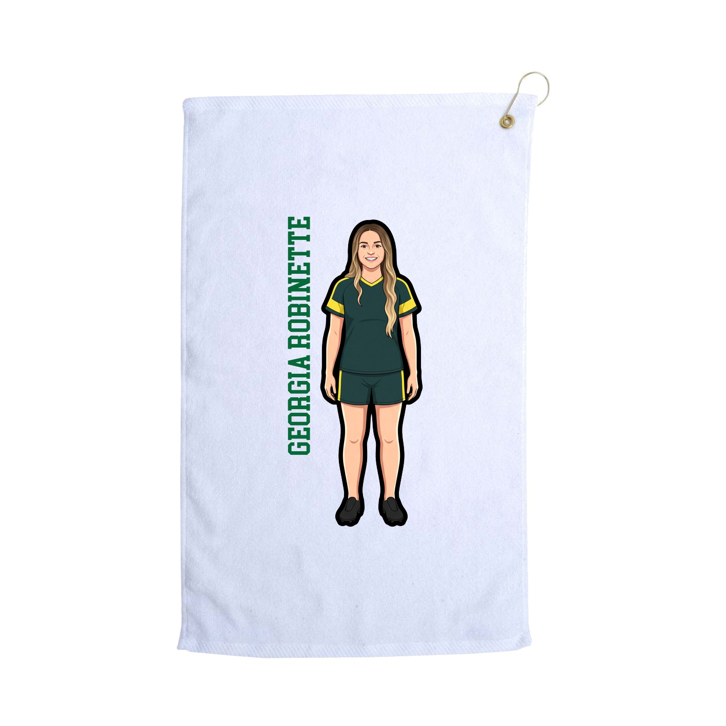 Golf Towel — Name Vertical in White