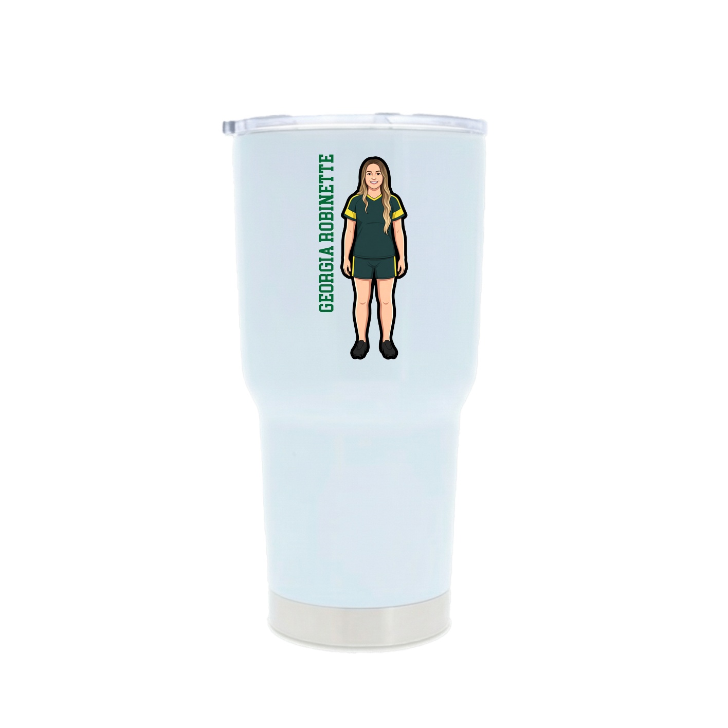 30oz Stainless Steel Tumbler — Name Vertical in White