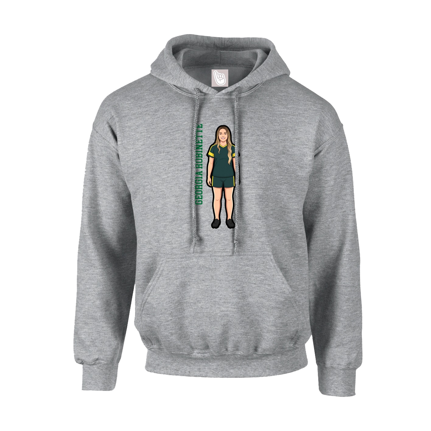 Hoodie — Name Vertical in Grey