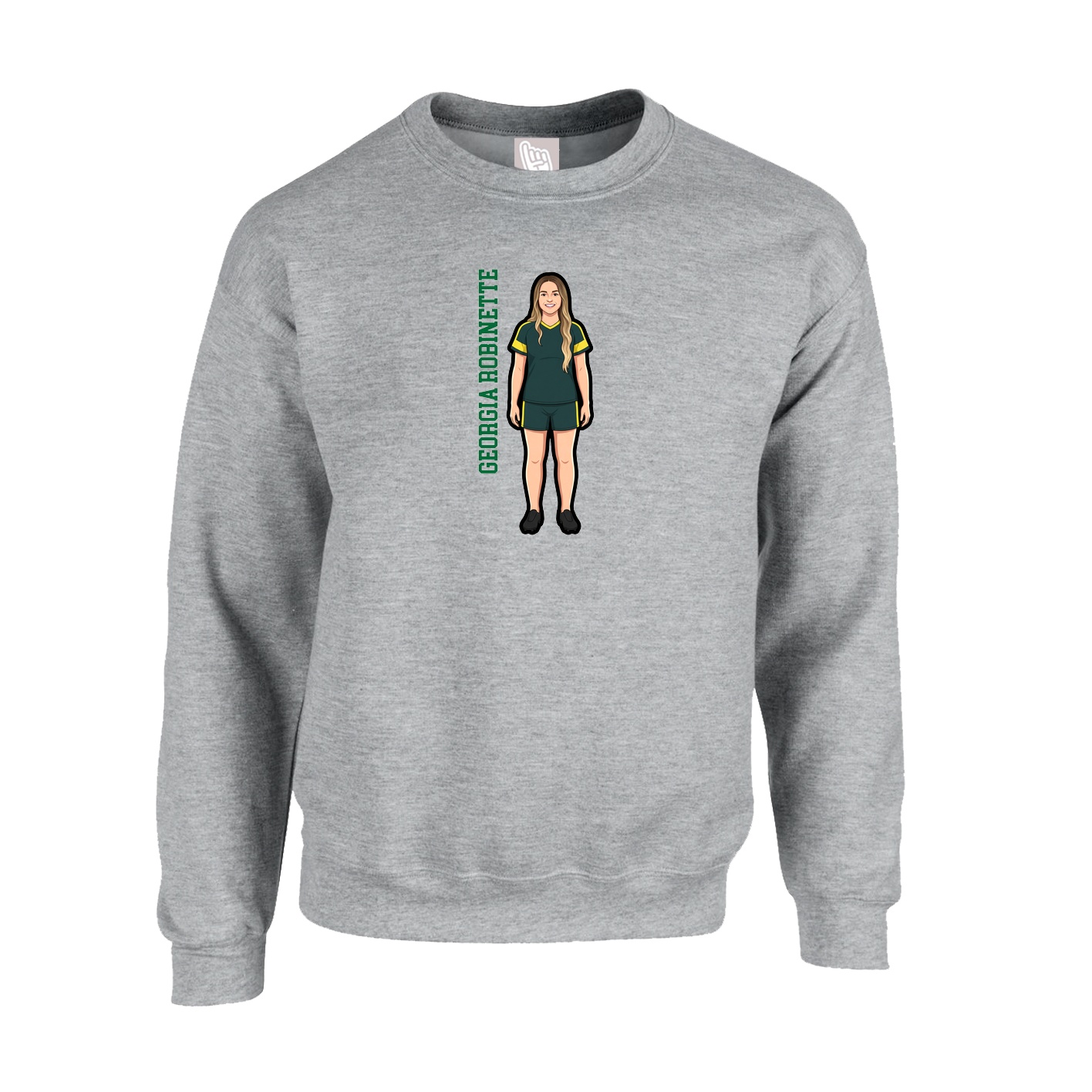 Fleece Crew — Name Vertical in Grey