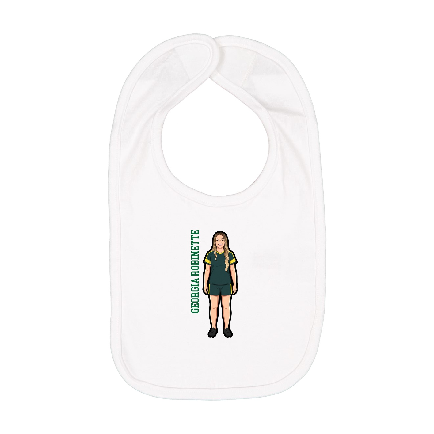 Infant Bib — Name Vertical in White