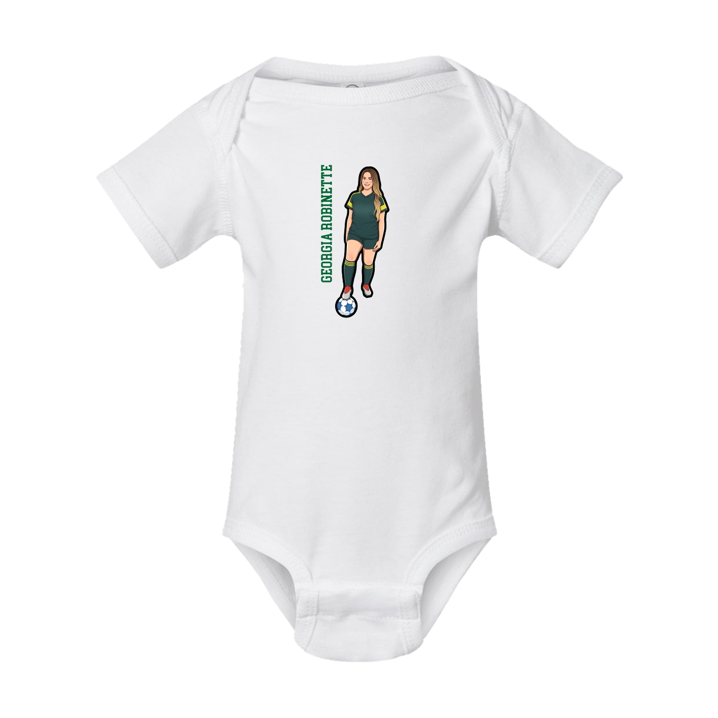 Baby Onesie — Name Vertical in White