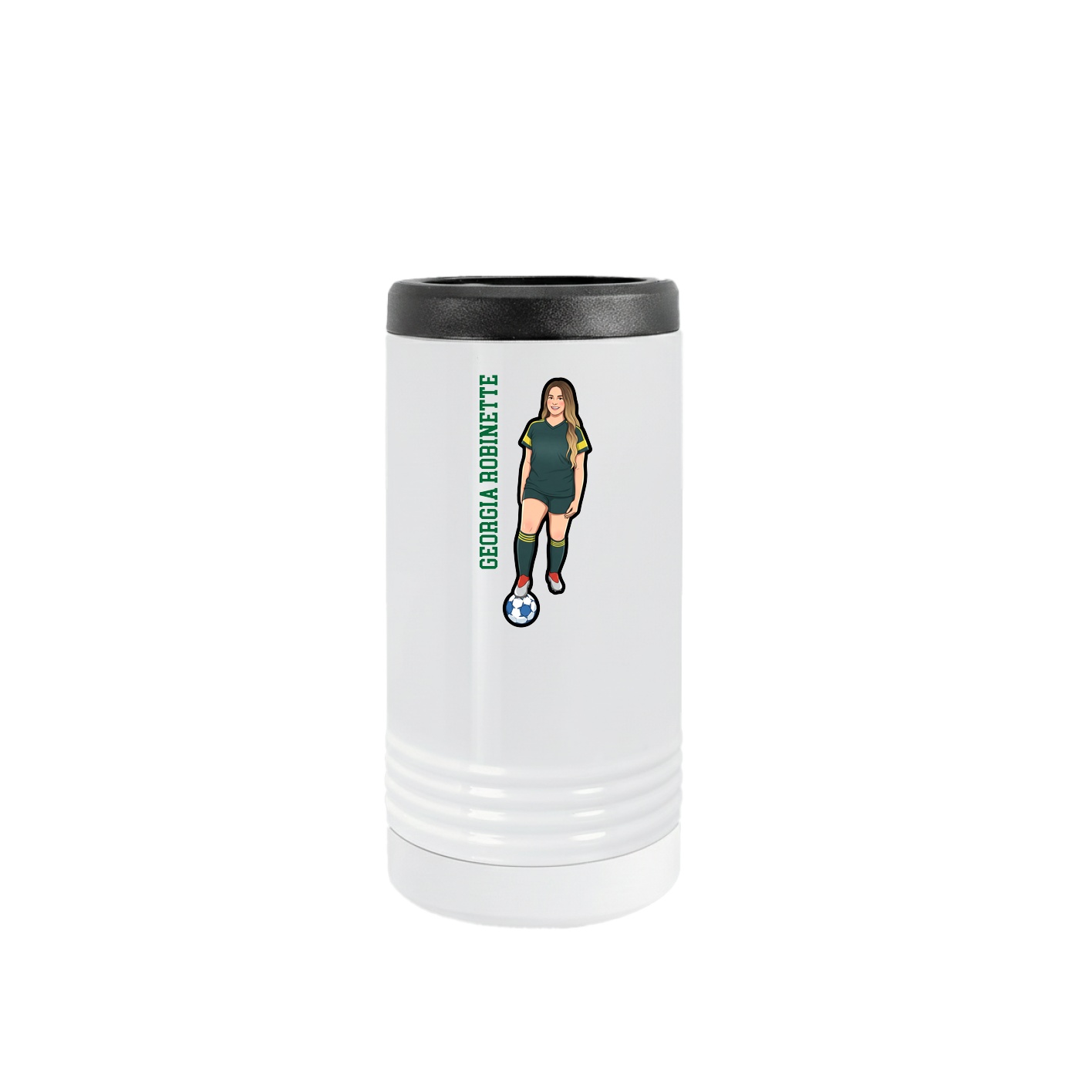 Slim Beverage Holder — Name Vertical in White