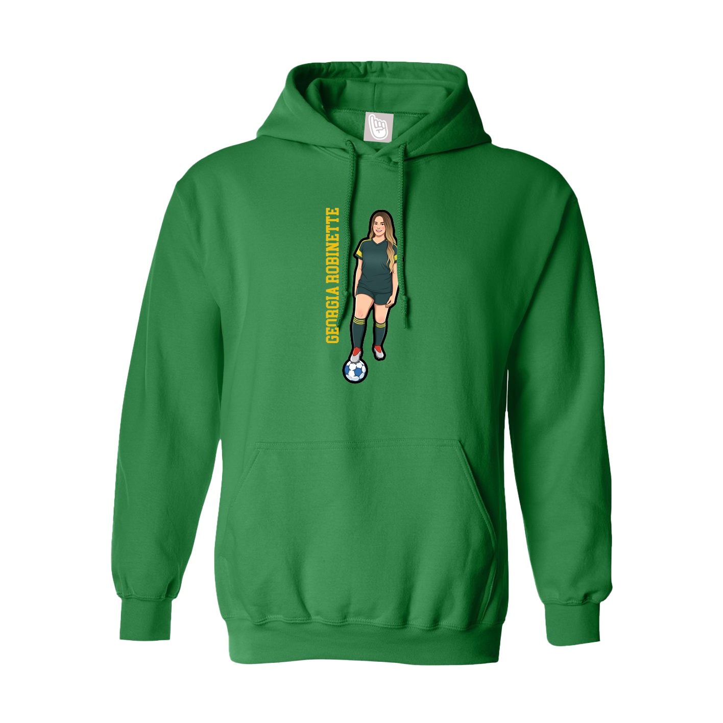 Youth Hoodie — Name Vertical in Green
