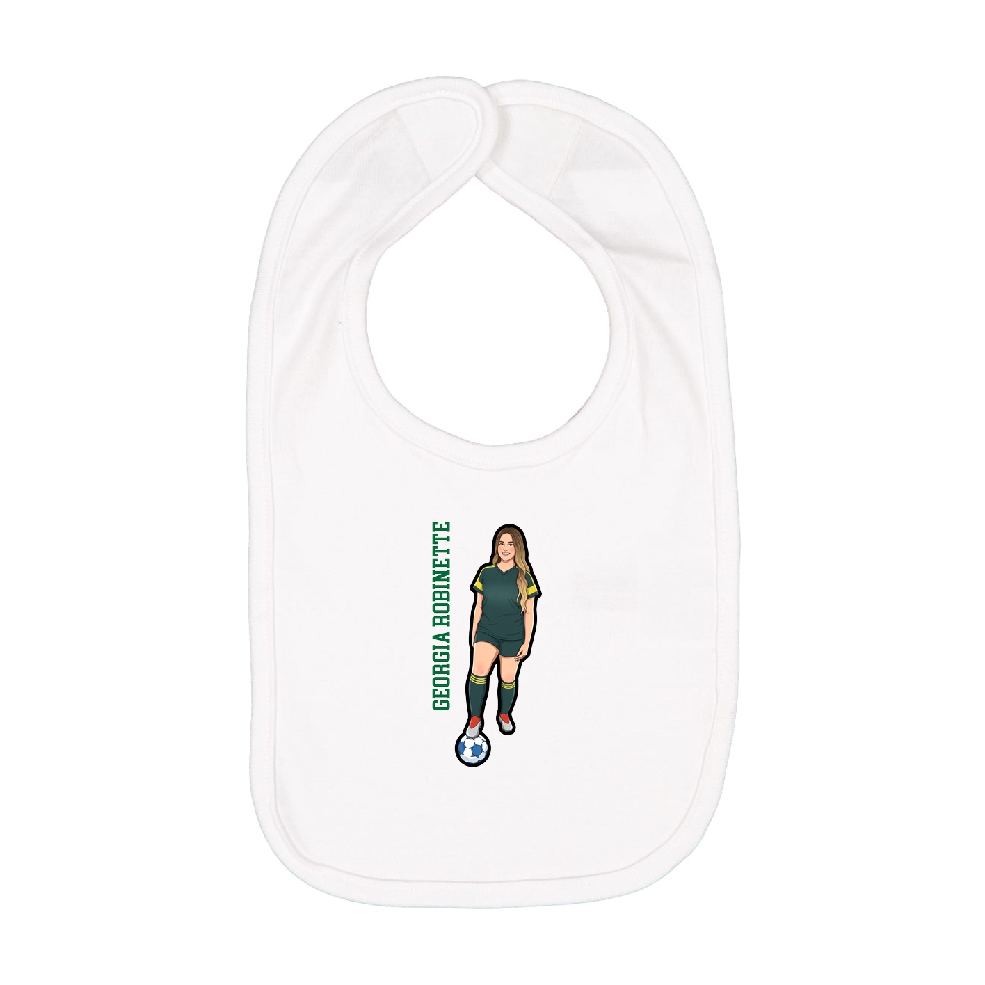 Infant Bib — Name Vertical in White